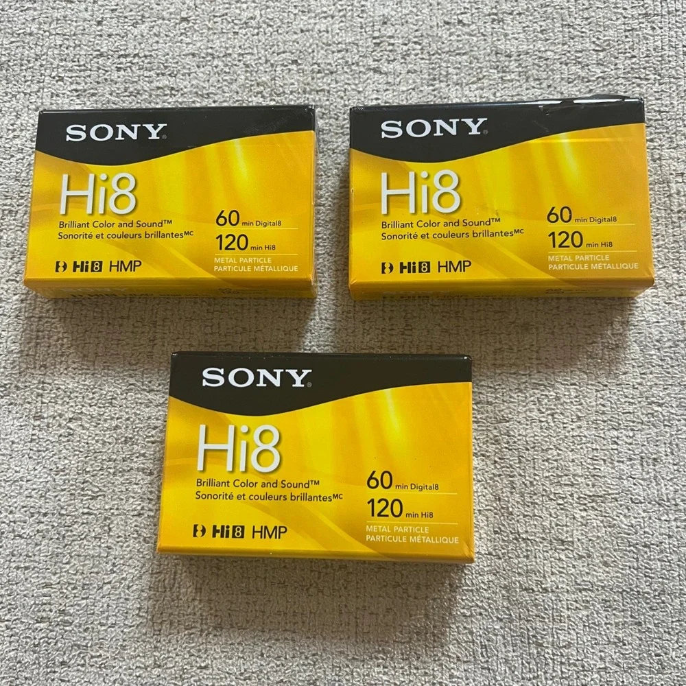 3 Pack Sony Hi8 HMP 120min Metal Particle Video Cassette Tape Digital8 P6120HMPR